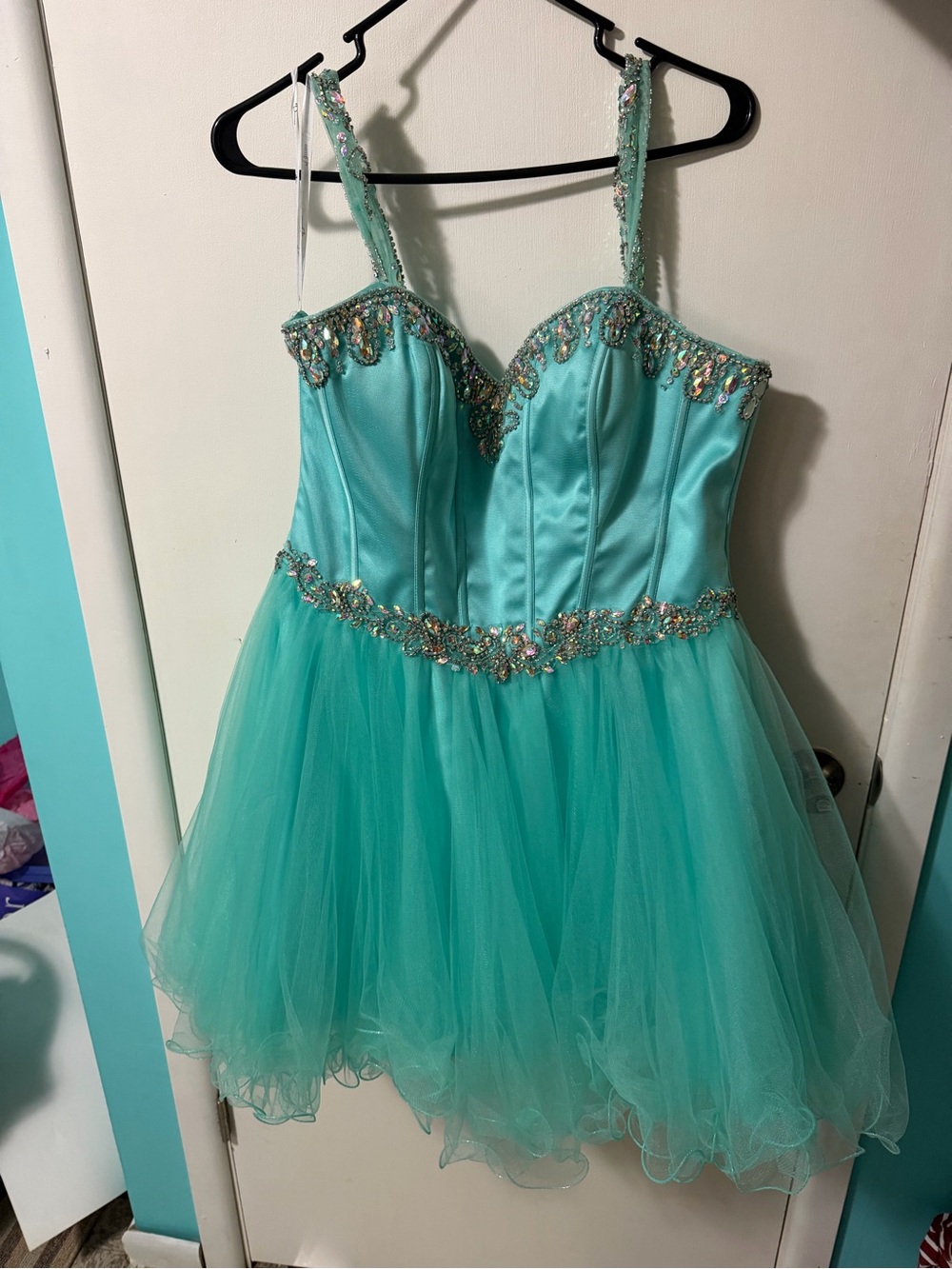 Tiffany Designs Aqua Beaded Dress